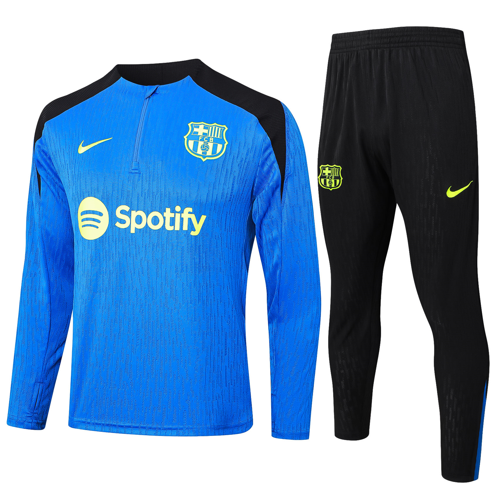 SIUjerseys-Barcelona 24-25 Long Sleeve Training Set - Player Version - Blue Top and Black Pants