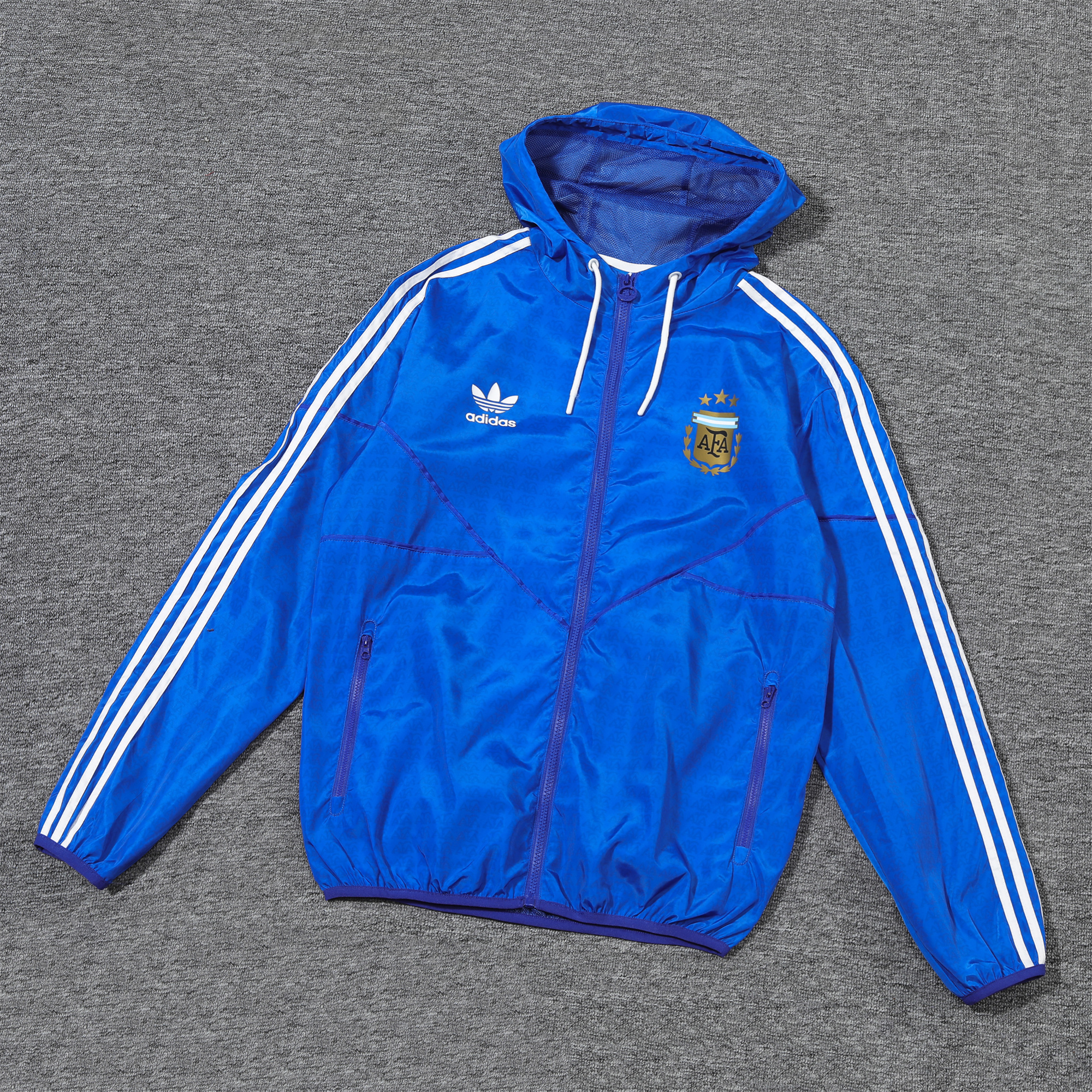 SIUjerseys-Argentine 2024 Vintage Style Blue Hooded Windbreaker - Player Version