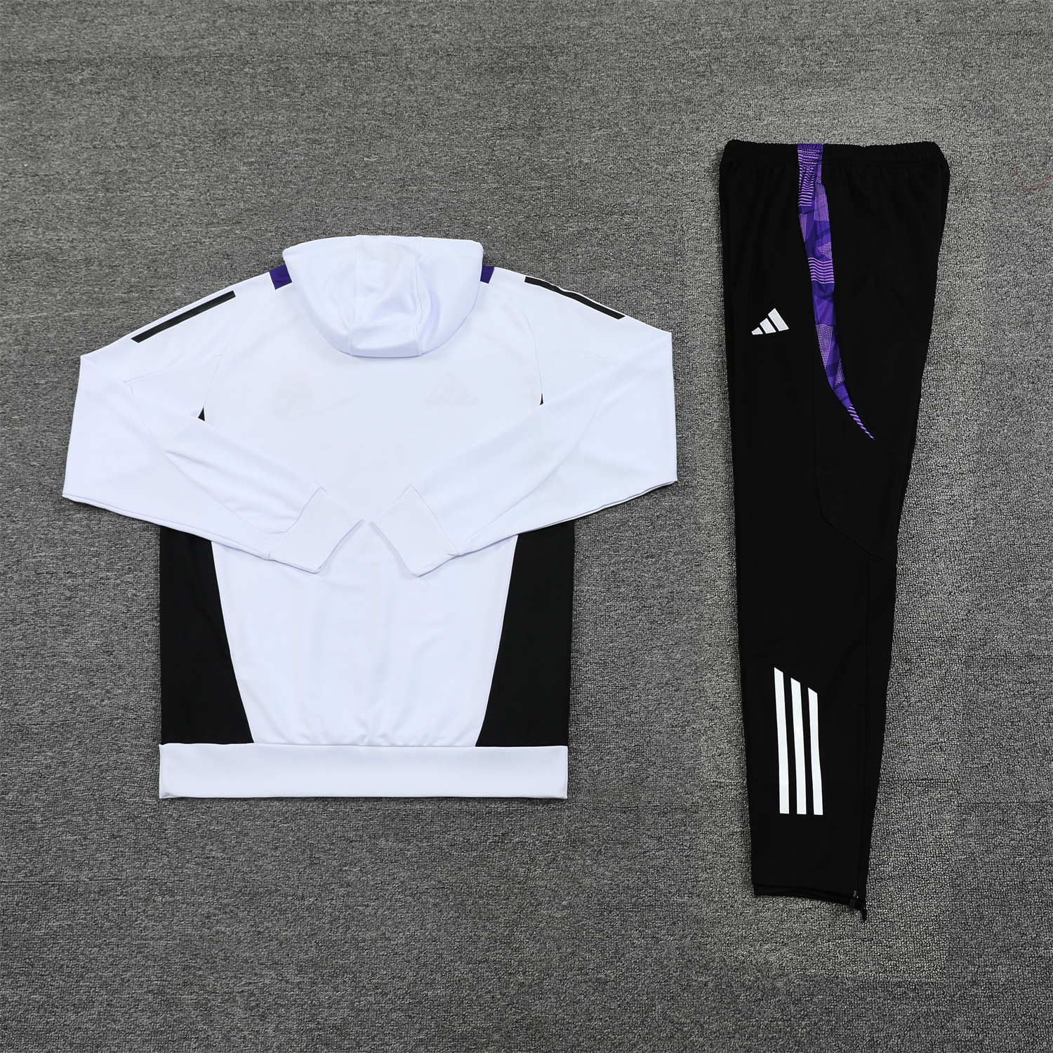 SIUjerseys-Real Madrid 24-25 Training Hoodie Set - White Hoodie and Black Pants