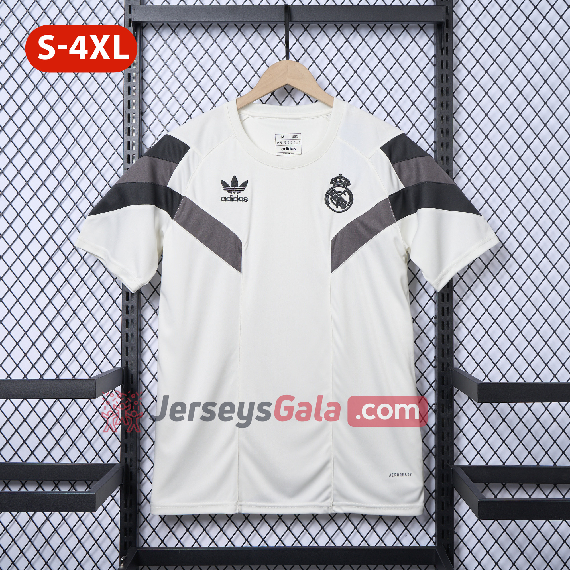 JerseysGala.com | Real Madrid 24-25 Throwback Originals T-Shirt - White -Customize Name, Number and Patch | Worldwide Shipping