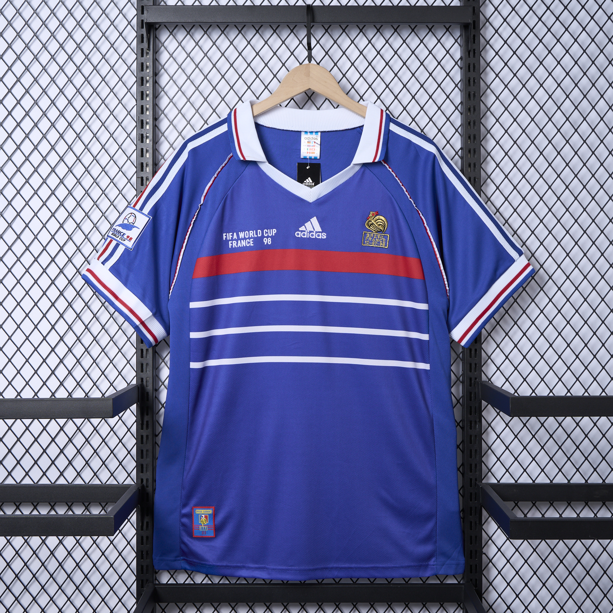 SIUjerseys-Retro France 1998 Home Stadium Jersey (with 1998 World Cup mark on right chest)