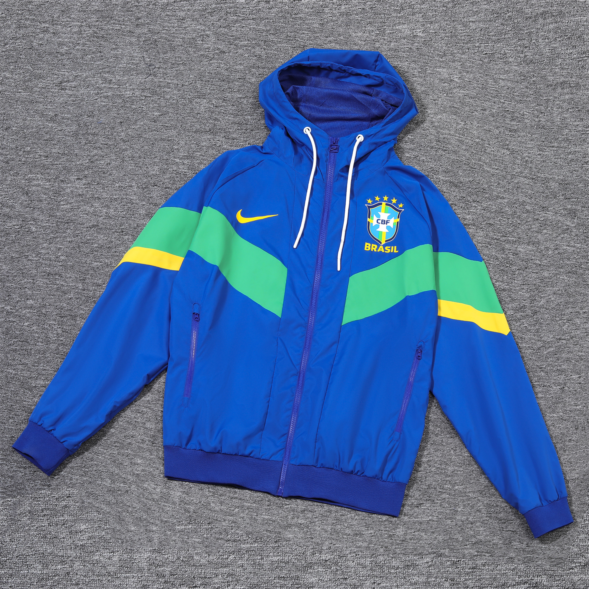 SIUjerseys-Brazil 2024 National Team Anthem Blue Hooded Windbreaker - Player Version