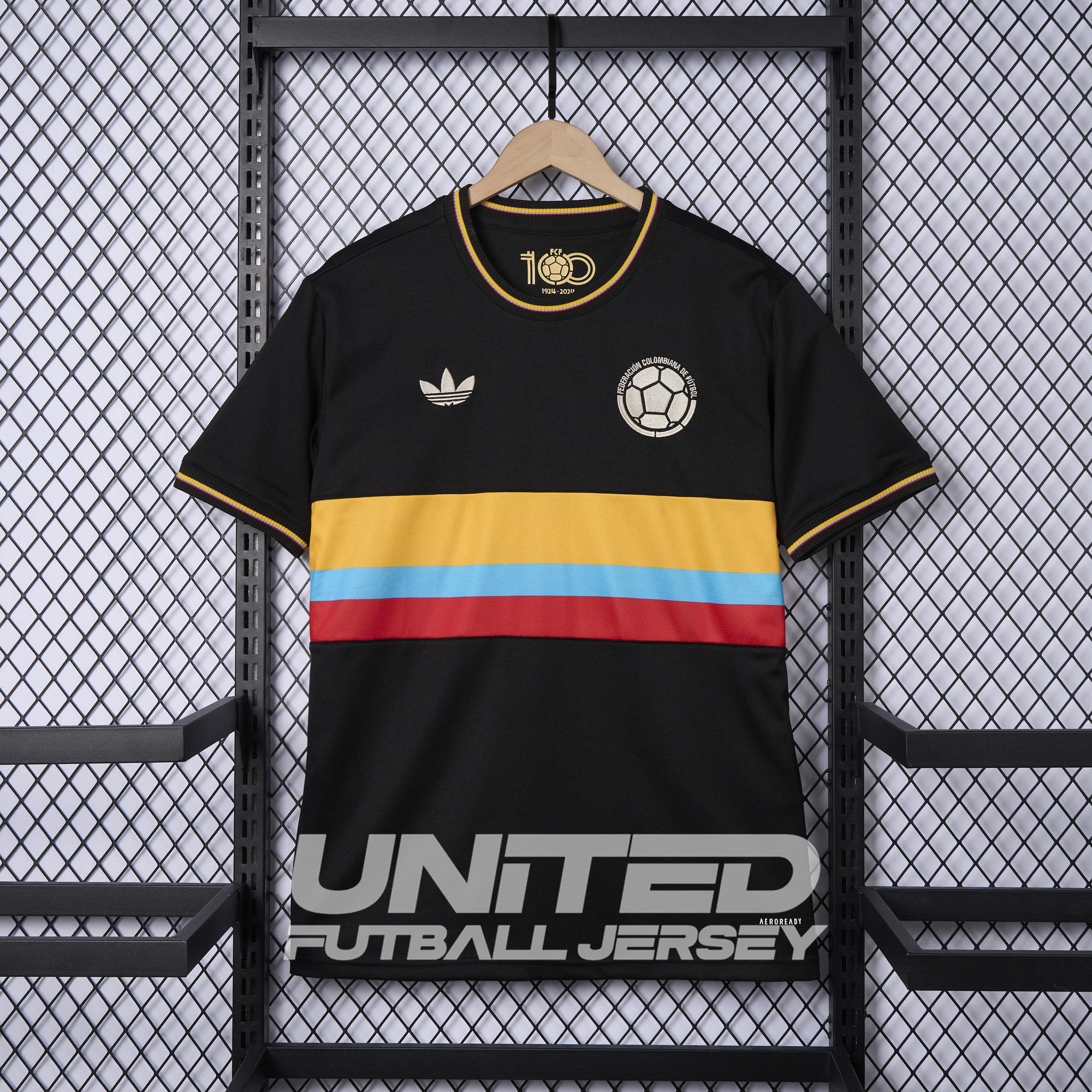 unitedfutballjersey-Colombia 2024 100th Anniversary Black Jersey - Fans Version