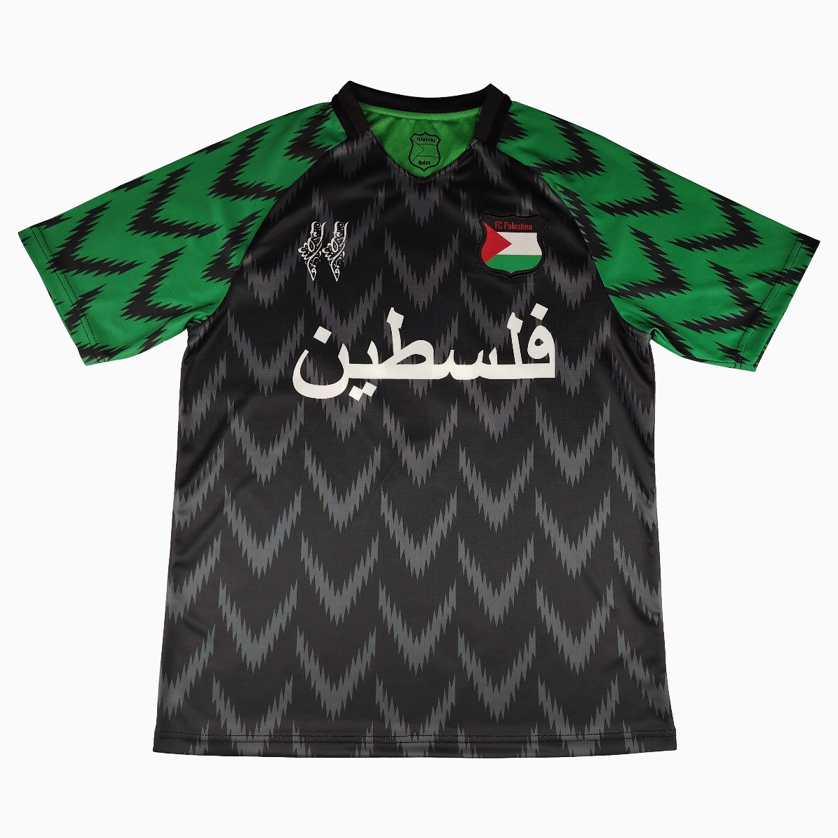 SIUjerseys-FC Palestina 24-25 Black and Green Arrow Pattern Jersey with Arabic and Pattern