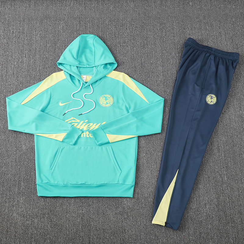 SIUjerseys-Club América 2025 Training Hoodie Set - Green Hoodie and Deep Blue Pants