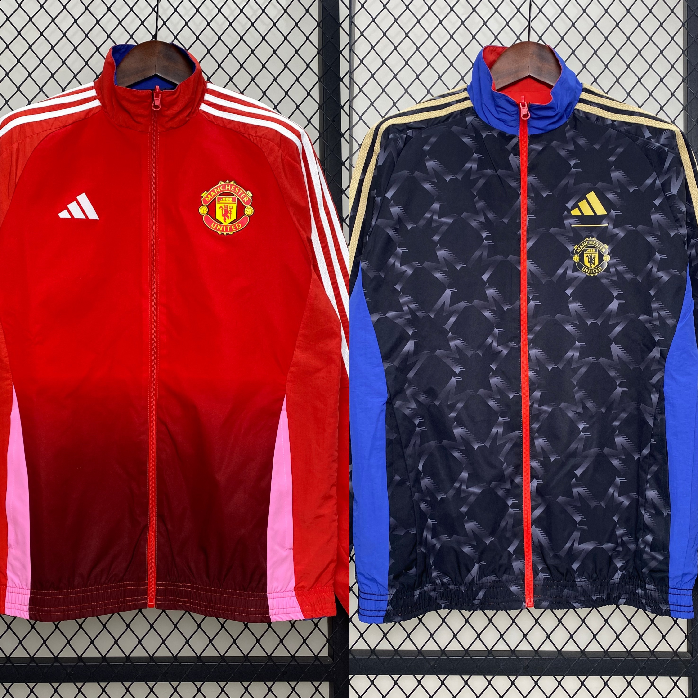 SIUjerseys-Manchester United 24-25 Double Sided Reversible Windbreaker - Home & Away Jersey Style