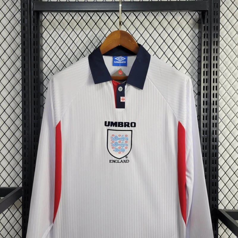 SIUjerseys-Retro England 1998 Home Stadium Long Sleeve Jersey