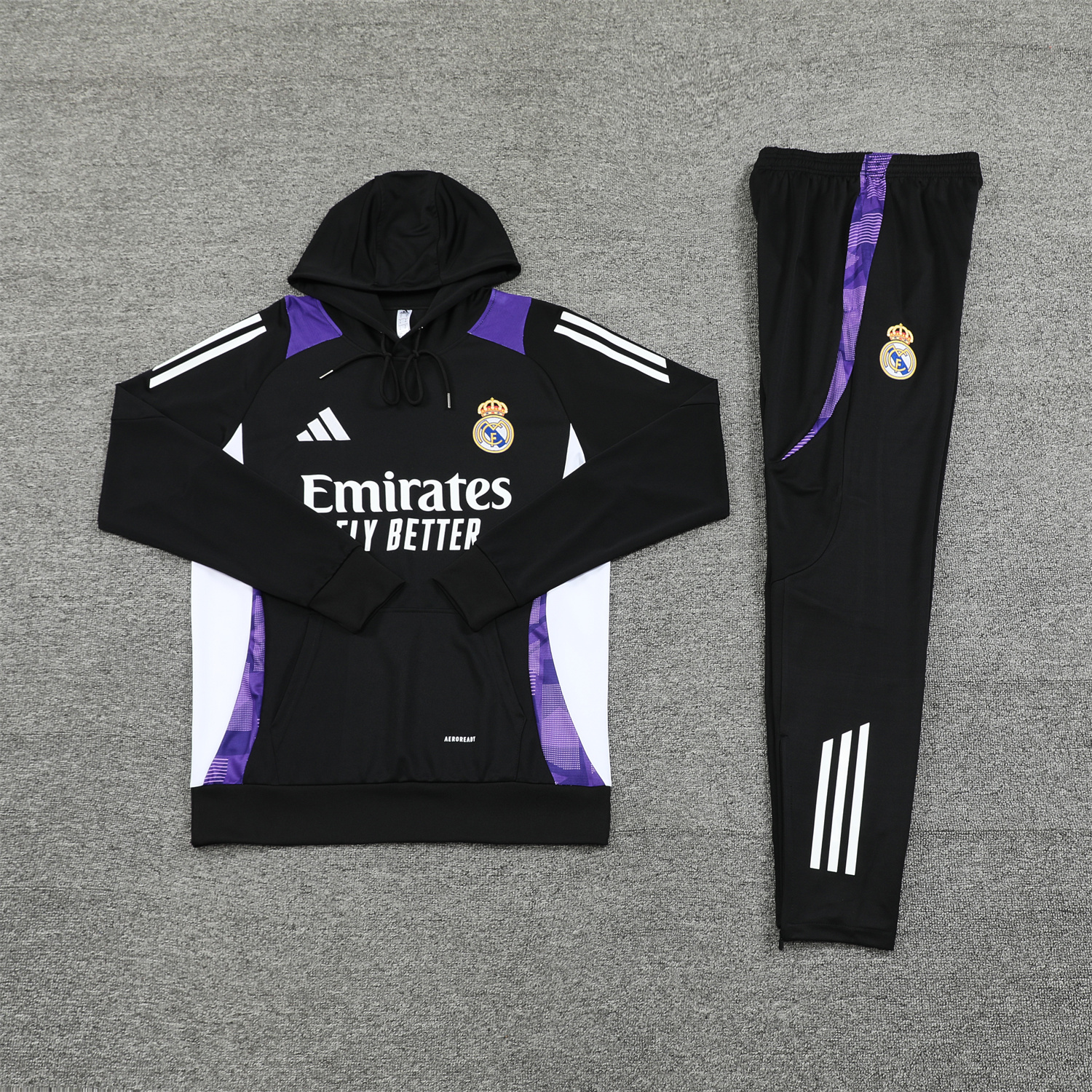 SIUjerseys-Real Madrid 24-25 Training Hoodie Set - Black Hoodie and Black Pants