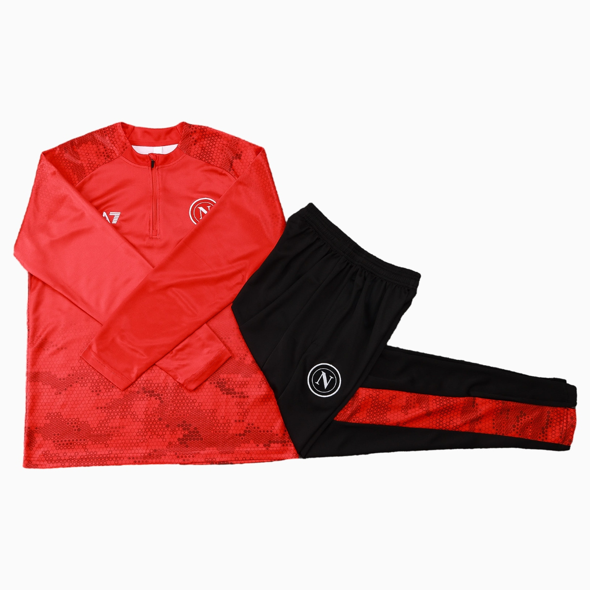SIUjerseys-Napoli 24-25 Long Sleeve Training Set - Red Top and Black Pants