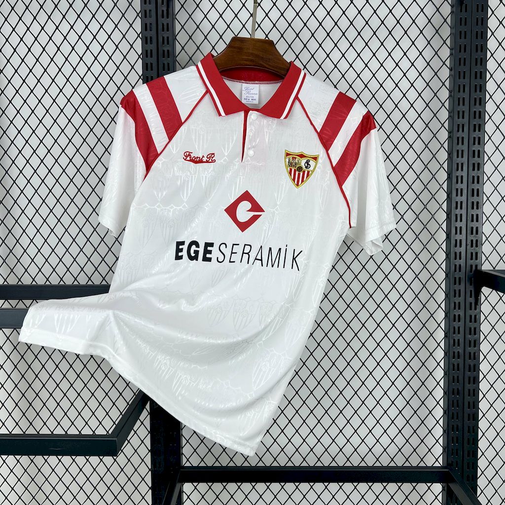 SIUjerseys-Retro Sevilla FC 1992-93 Home Jersey with Chest Sponsor