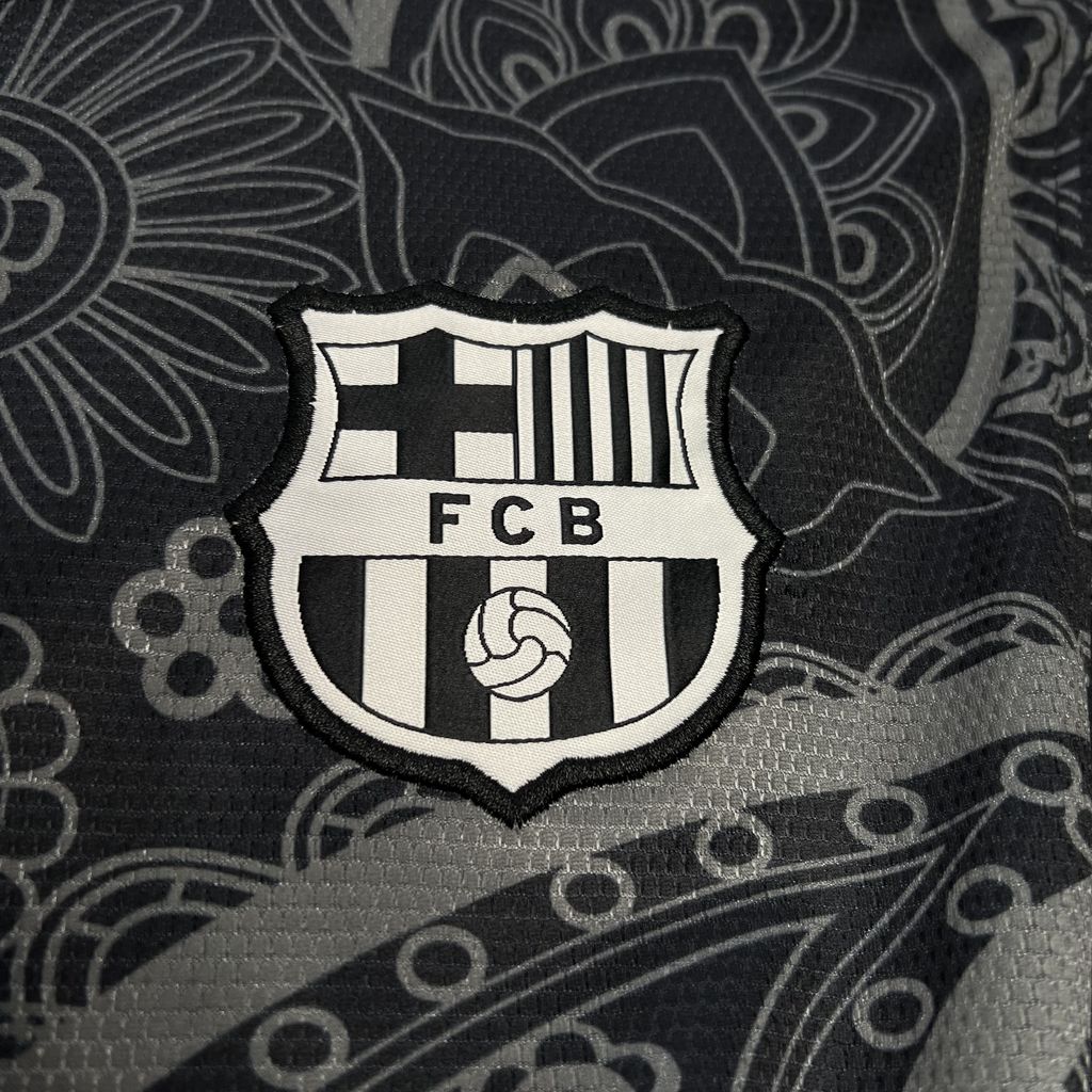 SIUjerseys-Barcelona 24-25 Black Grey Pattern Jersey - Fans Version