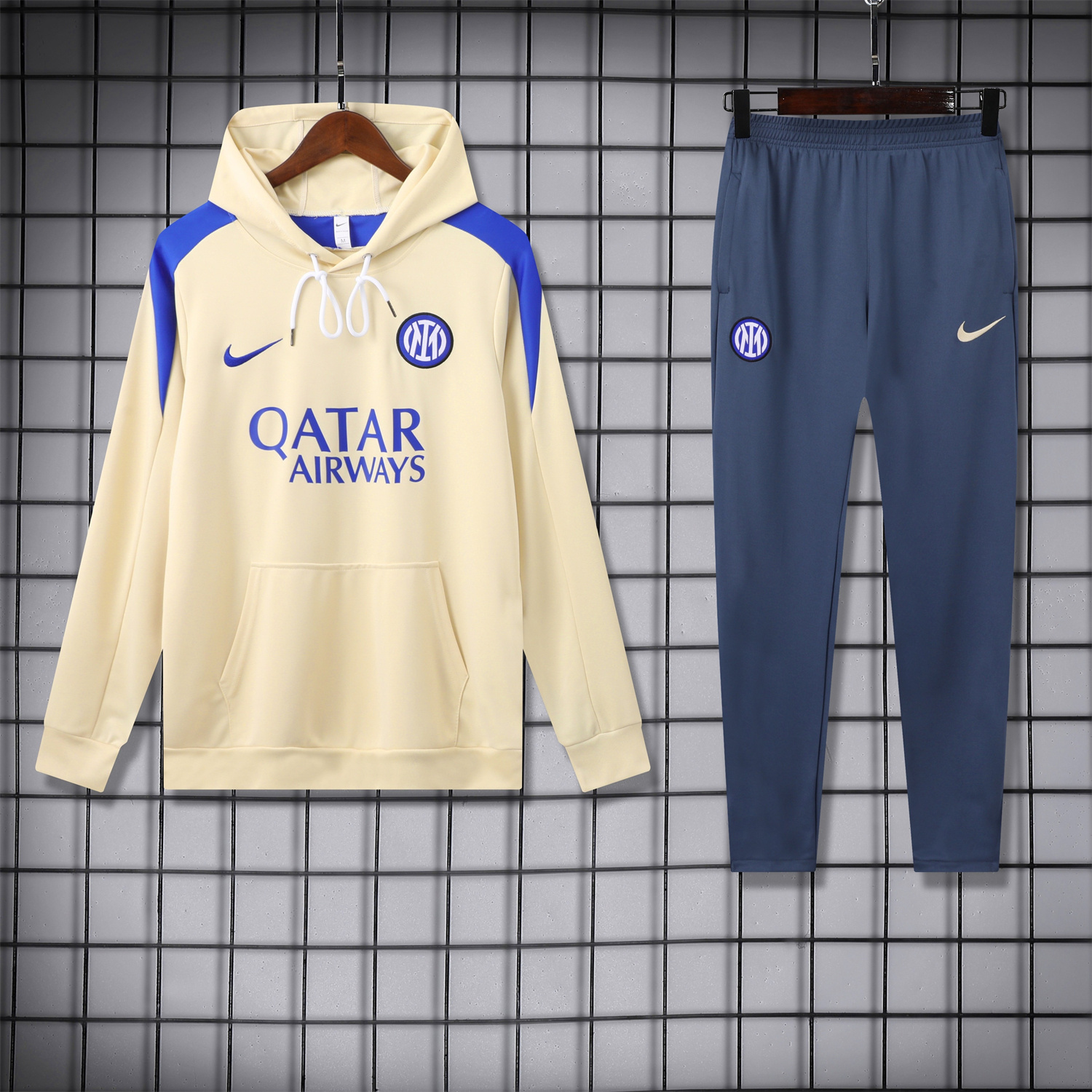 SIUjerseys-Inter Milan 24-25 Training Hoodie Set - Yellow Hoodie and Blue - Gray Pants