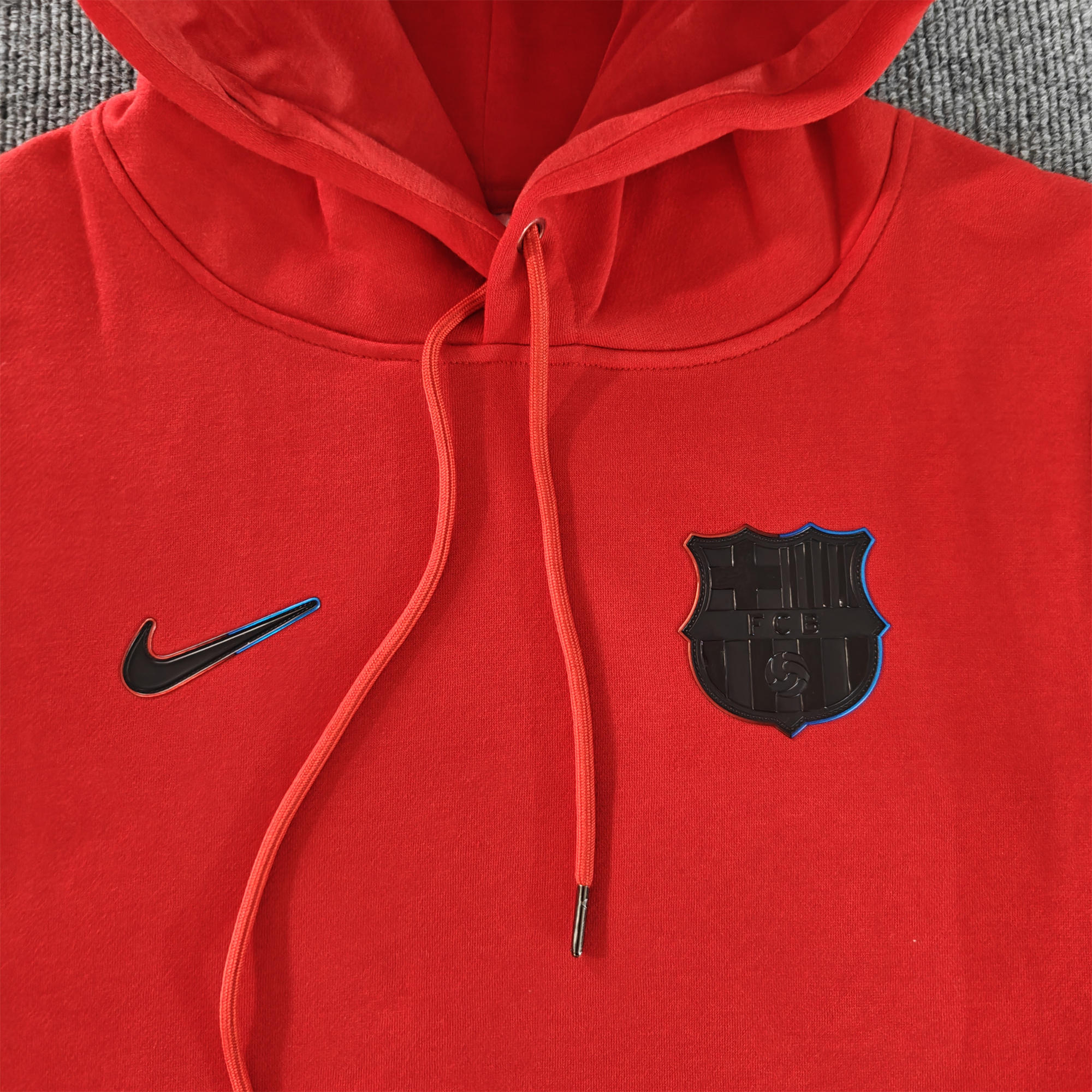 SIUjerseys-Barcelona 24-25 Black Team Badge Hoodie - Red