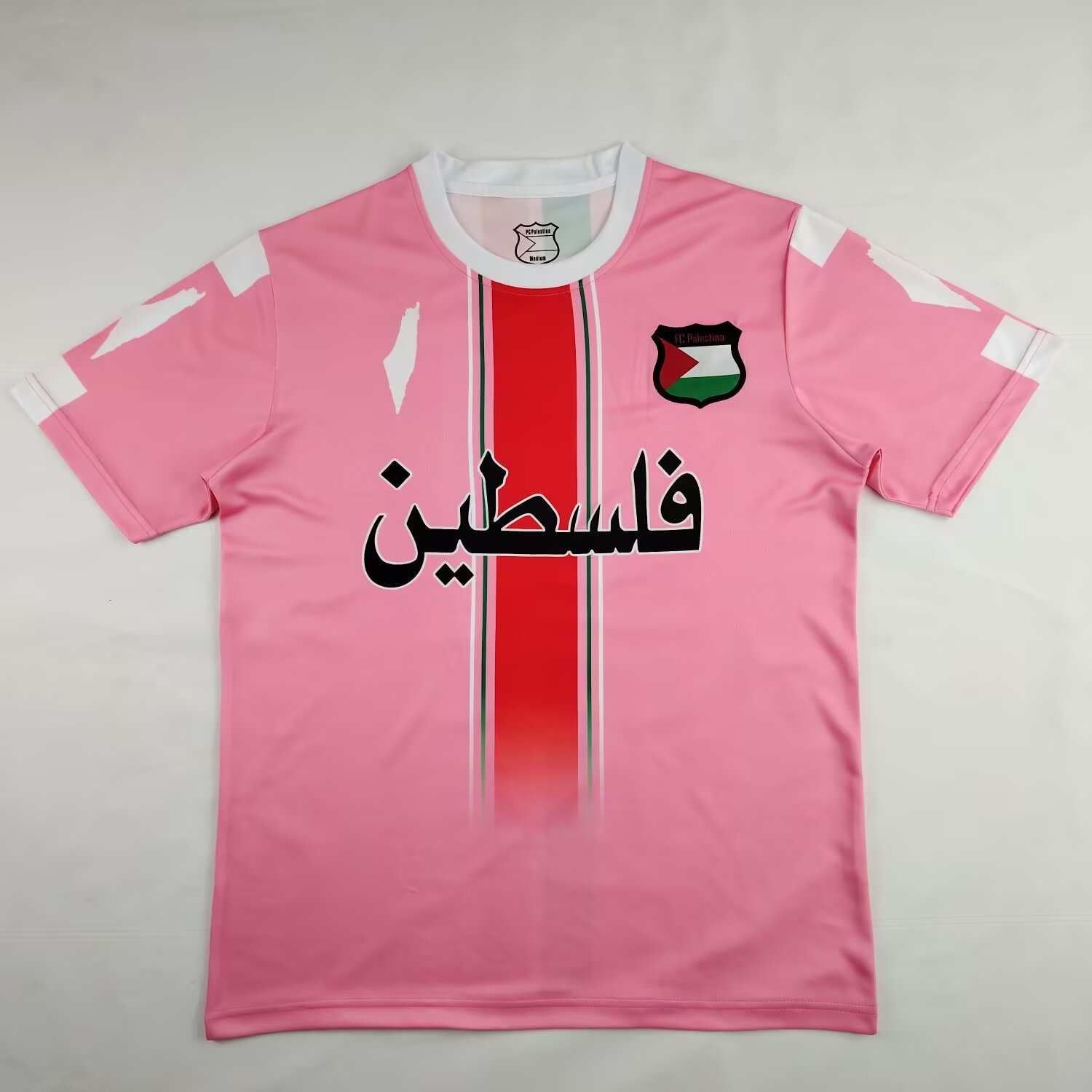 SIUjerseys-FC Palestina 24-25 Pink Centre Striped Jersey - Fans Version