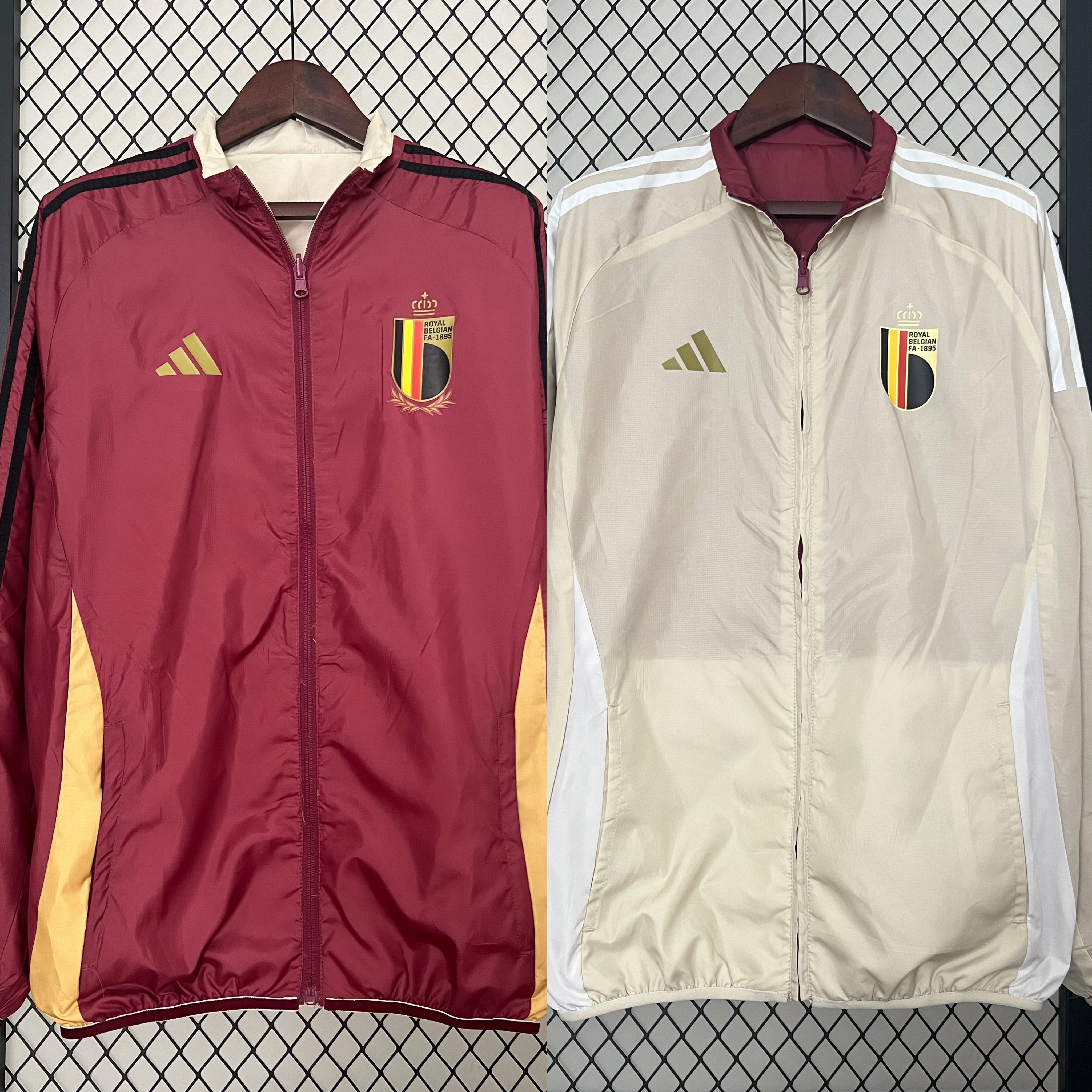 SIUjerseys-Belgium 2024 Double Sided Reversible Windbreaker - Red & Yellow