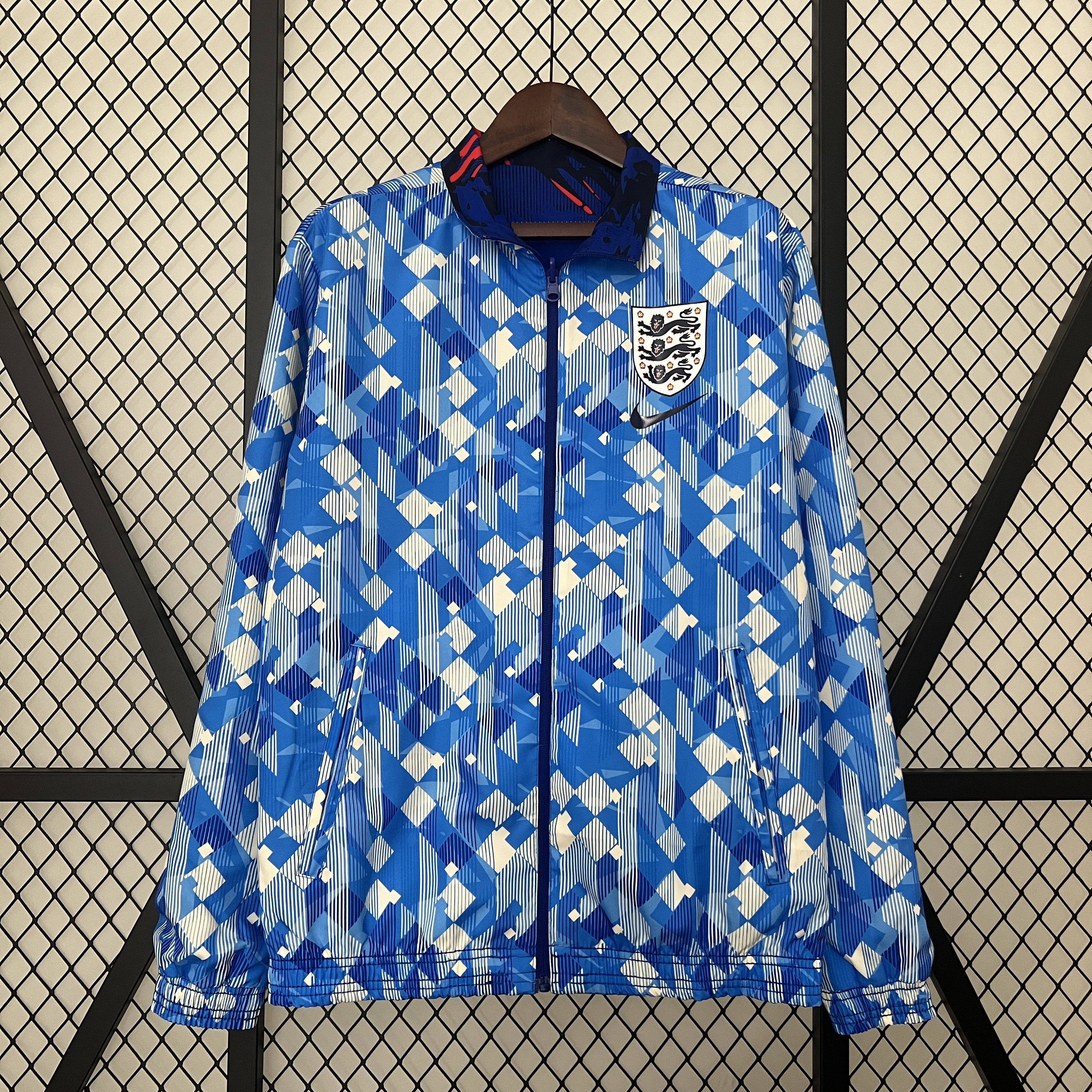 SIUjerseys-England 2024 Double Sided Reversible Windbreaker - Blue
