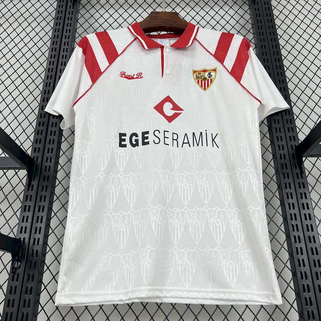 SIUjerseys-Retro Sevilla FC 1992-93 Home Jersey with Chest Sponsor