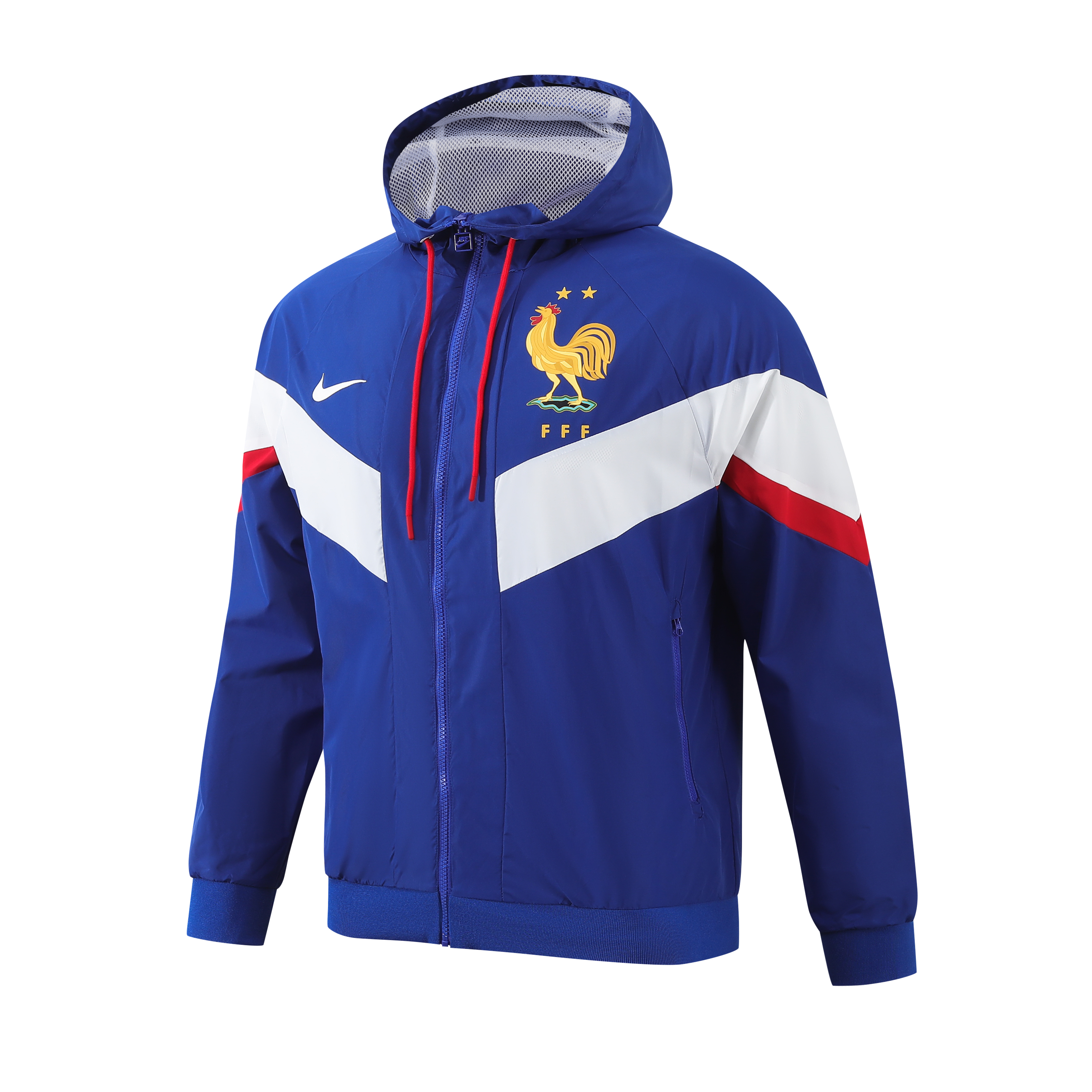 SIUjerseys-France 2024 National Team Anthem Blue Hooded Windbreaker - Player Version