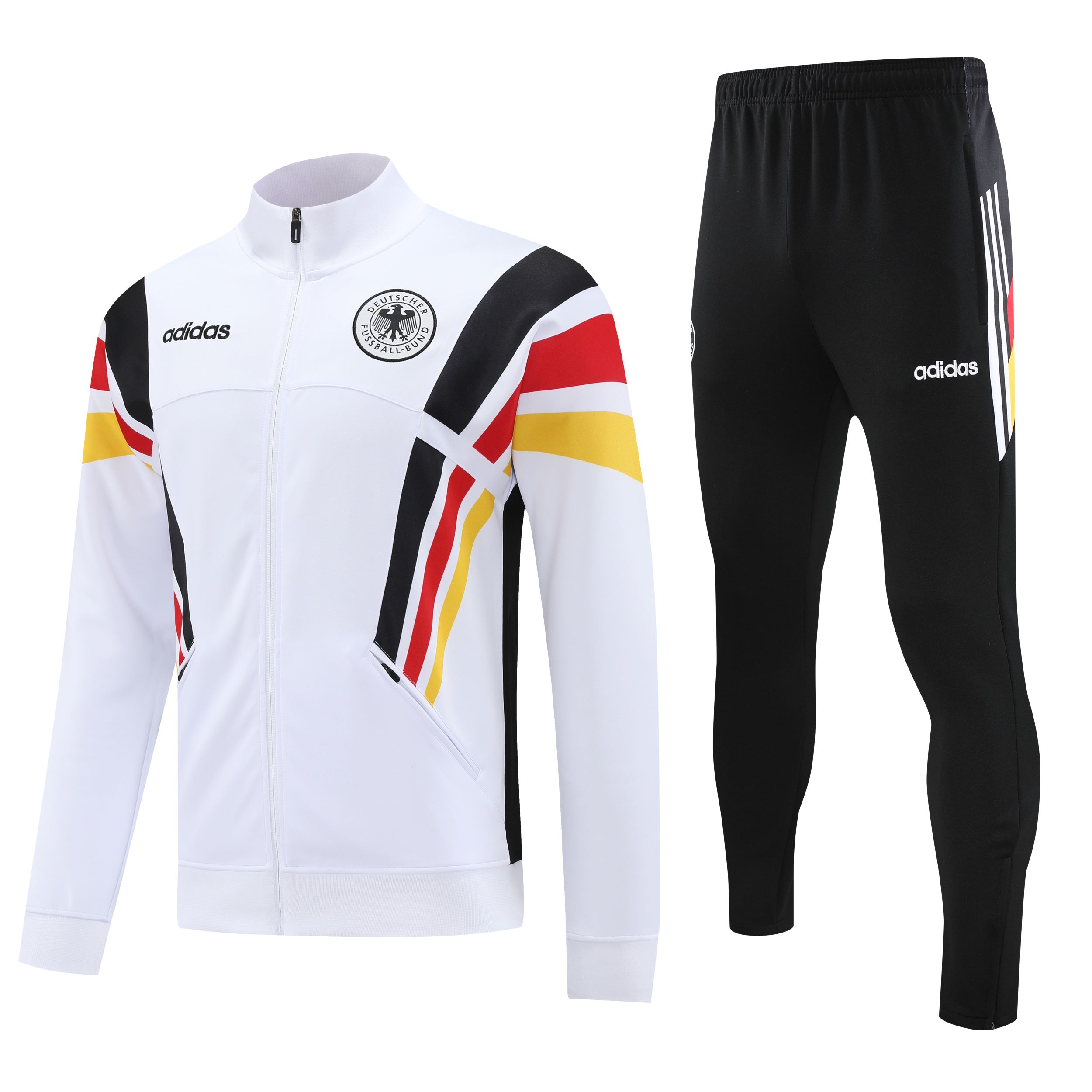 SIUjerseys-Germany 2024 Jacket Training Tracksuit - White With Yellow, Red And Black Stripe