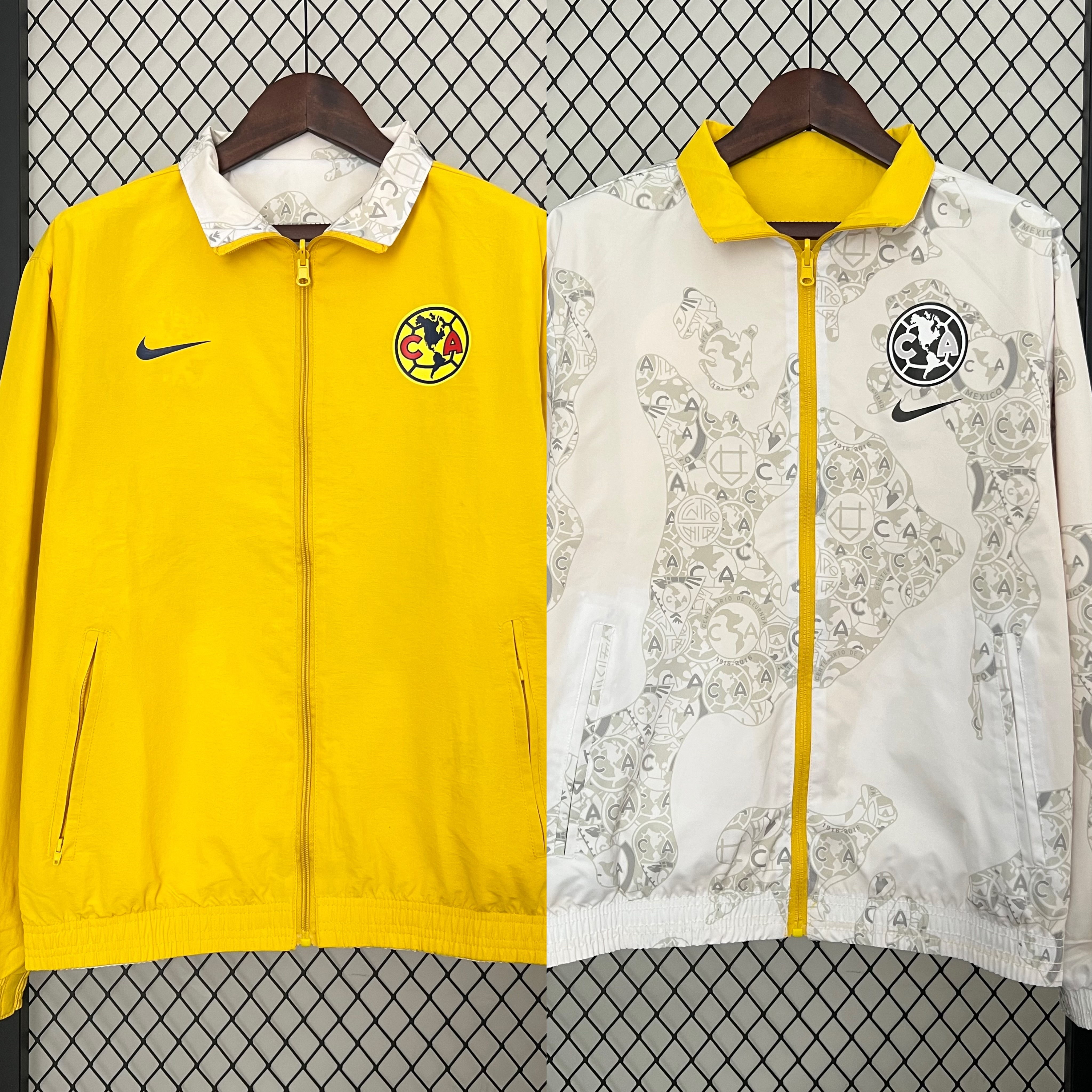SIUjerseys-Club América 24-25 Double Sided Reversible Windbreaker - Yellow & White