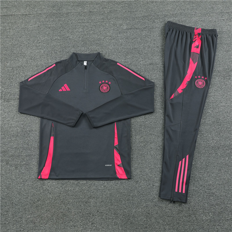 SIUjerseys-Germany 2024 Long Sleeve Training Set - Dark Gray With Pink