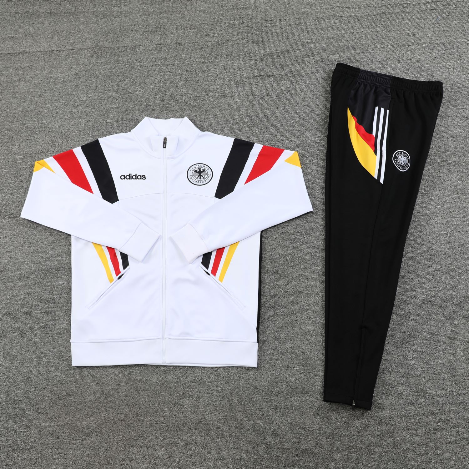 SIUjerseys-Germany 2024 Jacket Training Tracksuit - White With Yellow, Red And Black Stripe