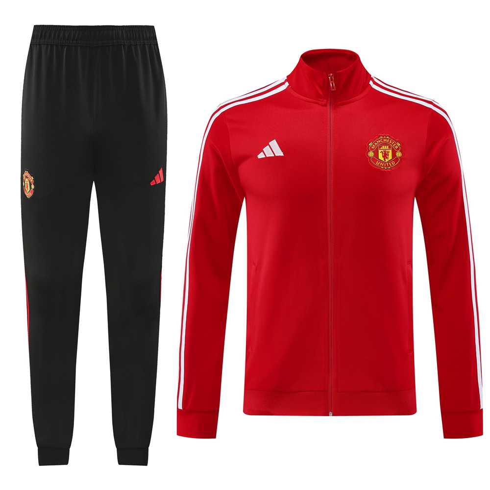 SIUjerseys-Manchester United 24-25 Jacket Training Tracksuit - Red Top and Black Pants