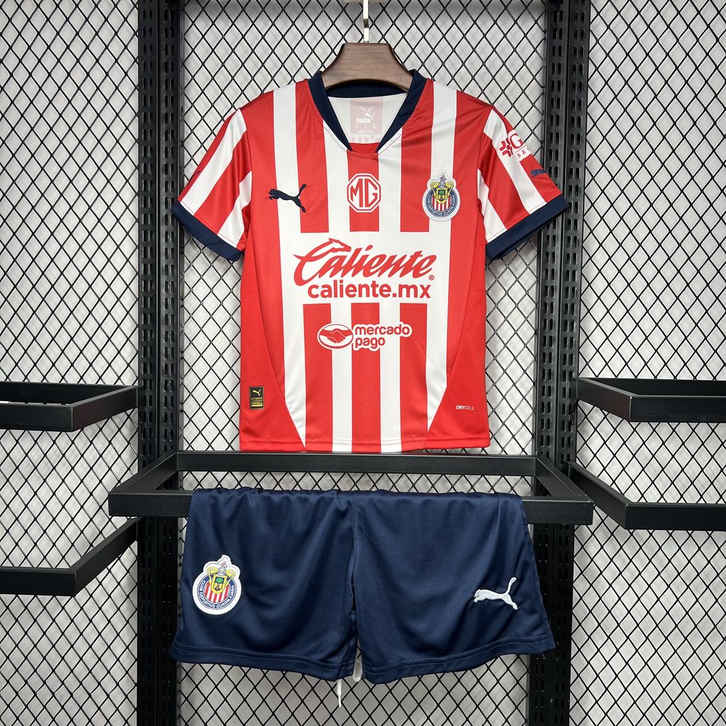 JerseysGala.com | Chivas de Guadalajara 24-25 Home Stadium Kids Kit -Customize Name, Number and Patch | Worldwide Shipping
