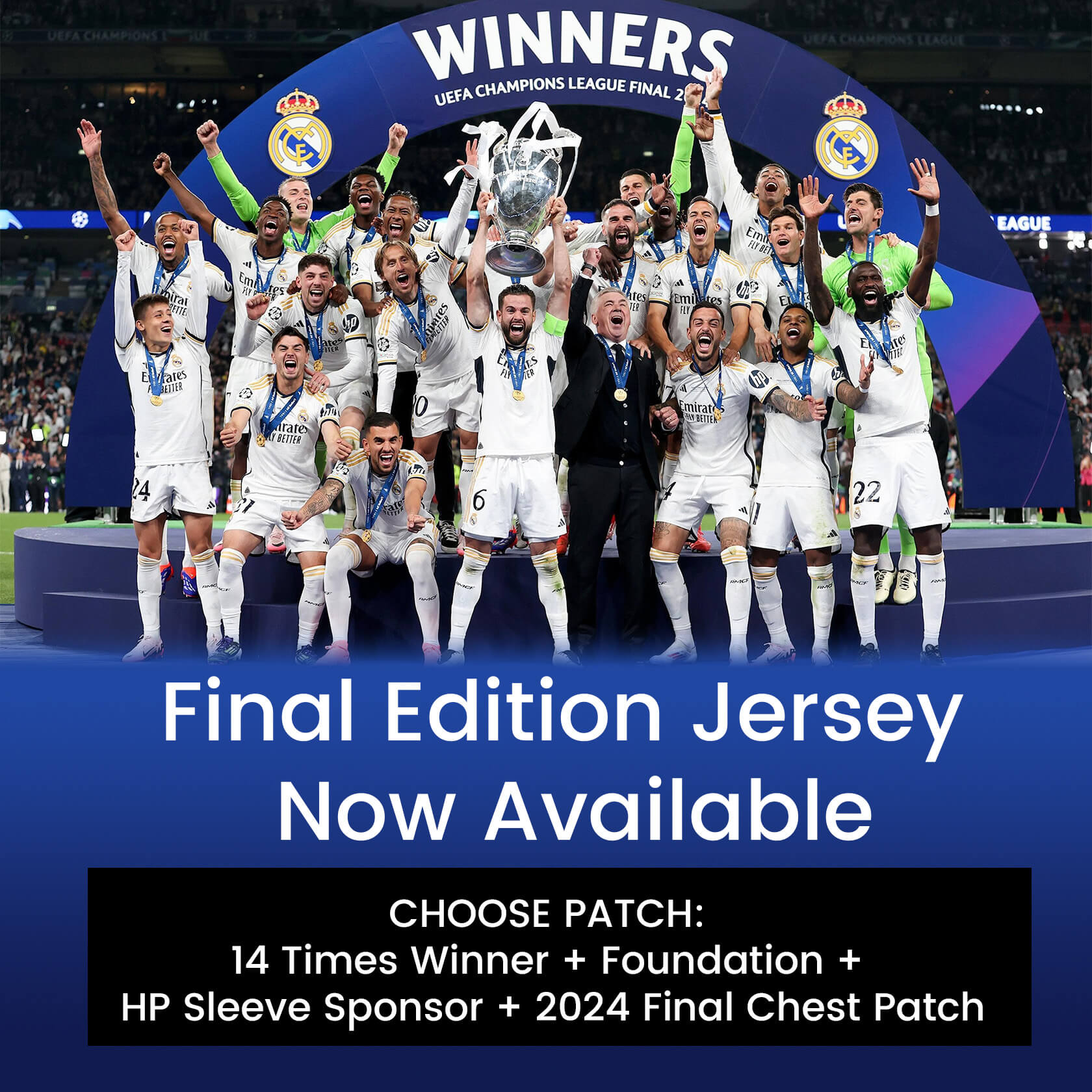 ManixJersey.com | Real Madrid 23-24 Home Stadium Jersey - Player Version -Customize Name, Number and Patch | Worldwide Shipping
