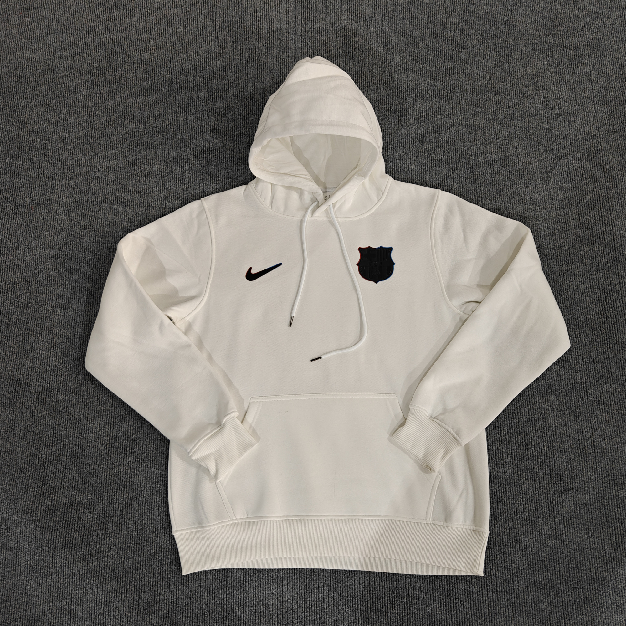 SIUjerseys-Barcelona 24-25 Black Team Badge Hoodie - Off White