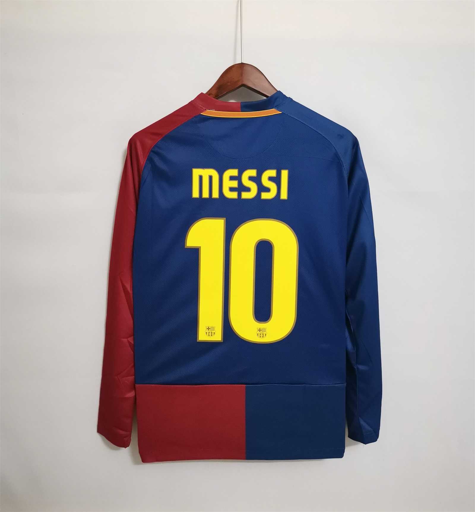 SIUjerseys-Retro Barcelona 08-09 Home Long Sleeve Jersey