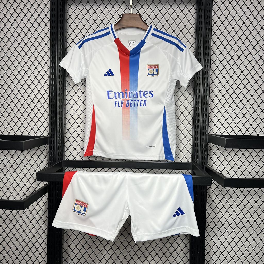 ManixJersey.com | Olympique Lyonnais Lyon 24-25 Home Stadium Kids Kit -Customize Name, Number and Patch | Worldwide Shipping