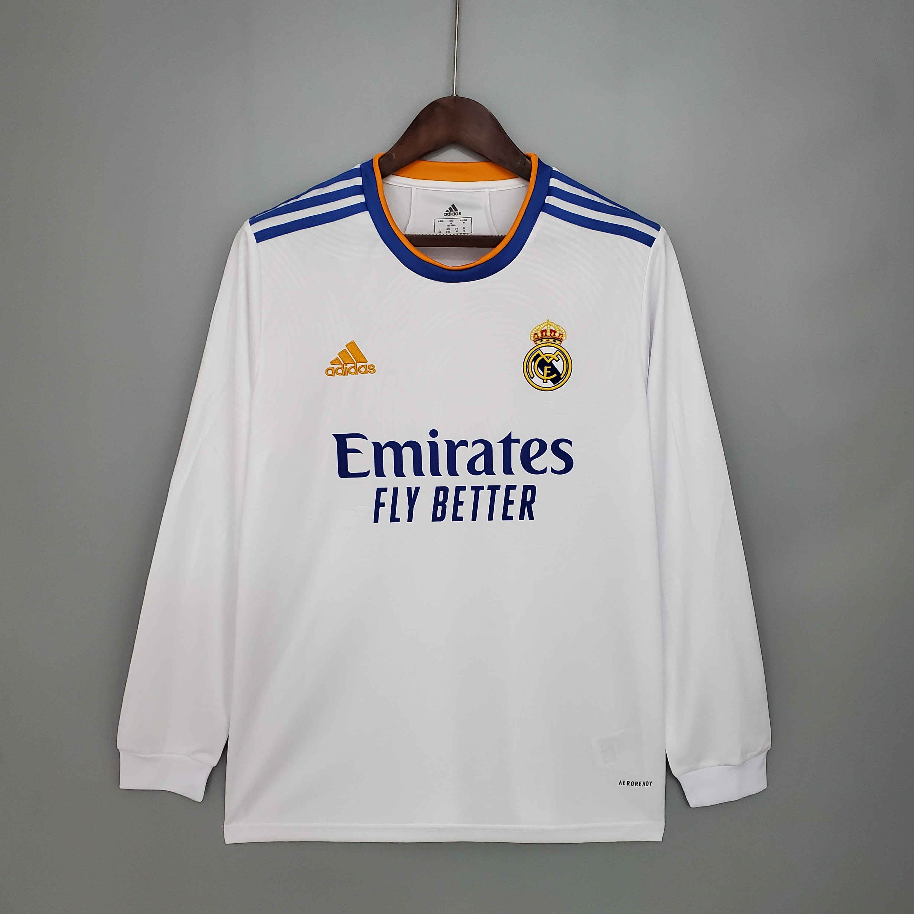 JerseysGala.com | Real Madrid Retro 21-22 Home Long Sleeve Jersey -Customize Name, Number and Patch | Worldwide Shipping