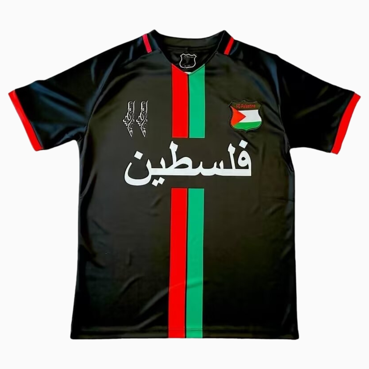 SIUjerseys-FC Palestina 24-25 Black Centre Striped Jersey with Arabic