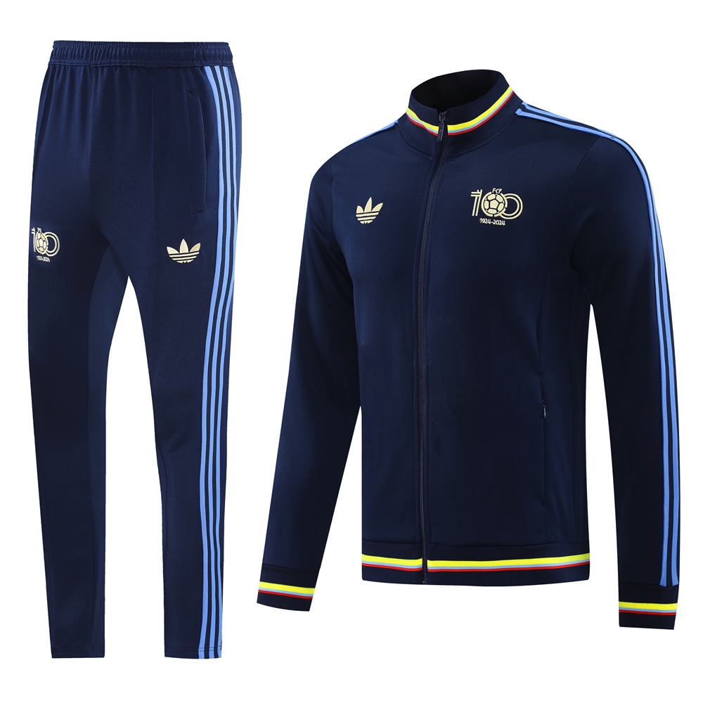 unitedfutballjersey-Colombia 2024 100th Anniversary 24-25 Jacket Training Tracksuit - Deep Blue