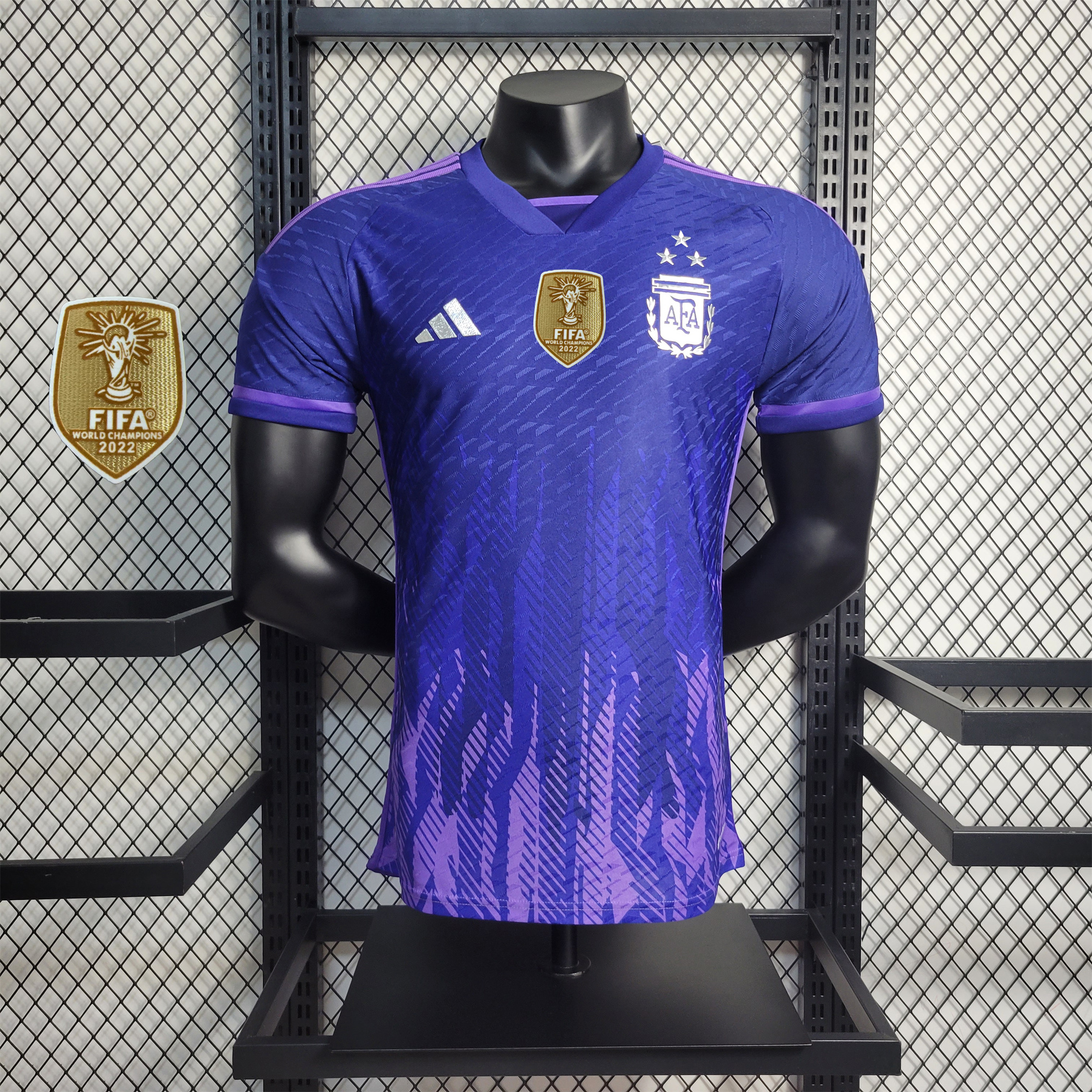 SIUjerseys-Argentina 3 Stars 22-23 Away Stadium Jersey - Player Version ( with 2022 World Champions Patch )