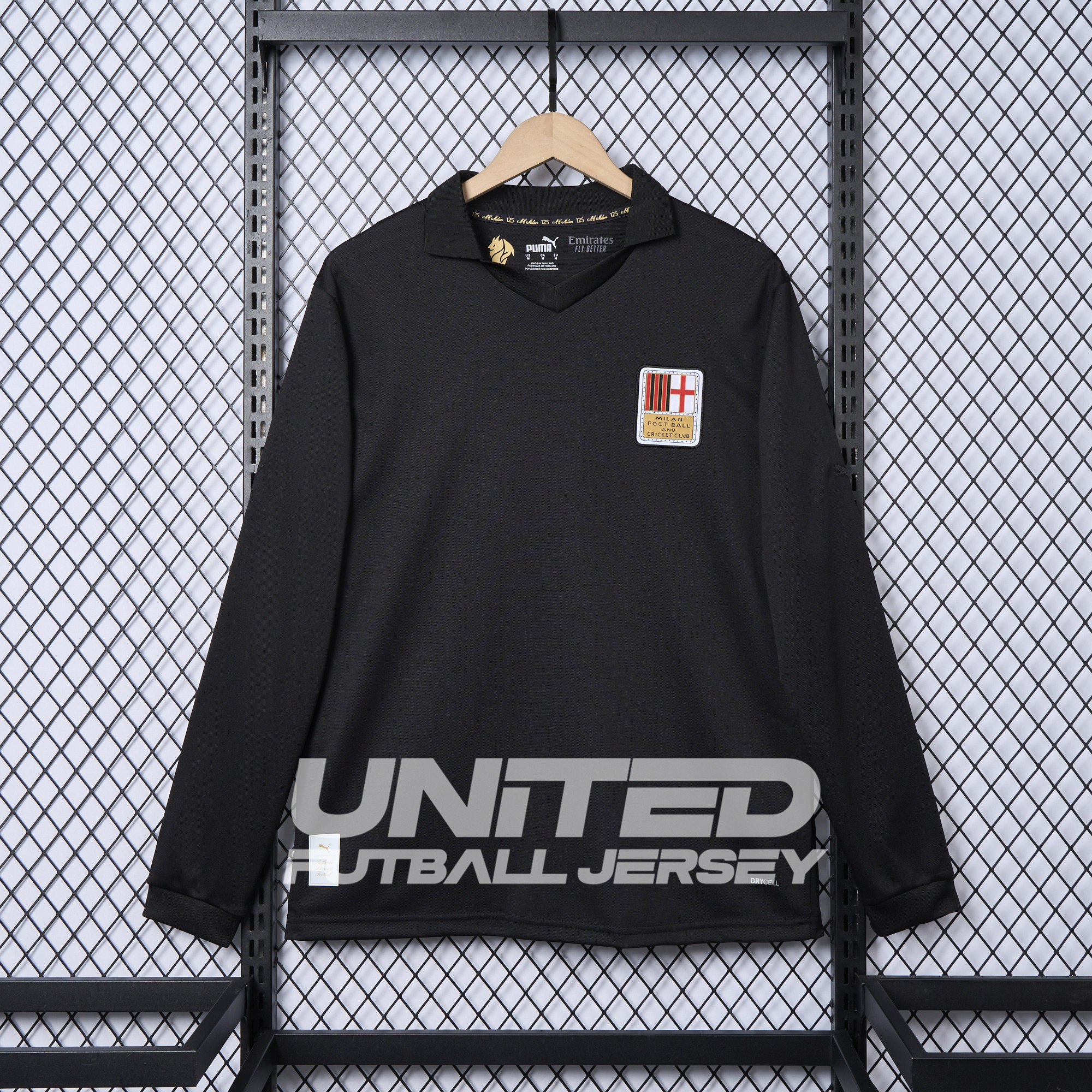 Unitedfootballkit.com | AC Milan 24-25 125th Anniversary Long Sleeves Black GK Jersey - Fans Version -Customize Name, Number and Patch | Worldwide Shipping