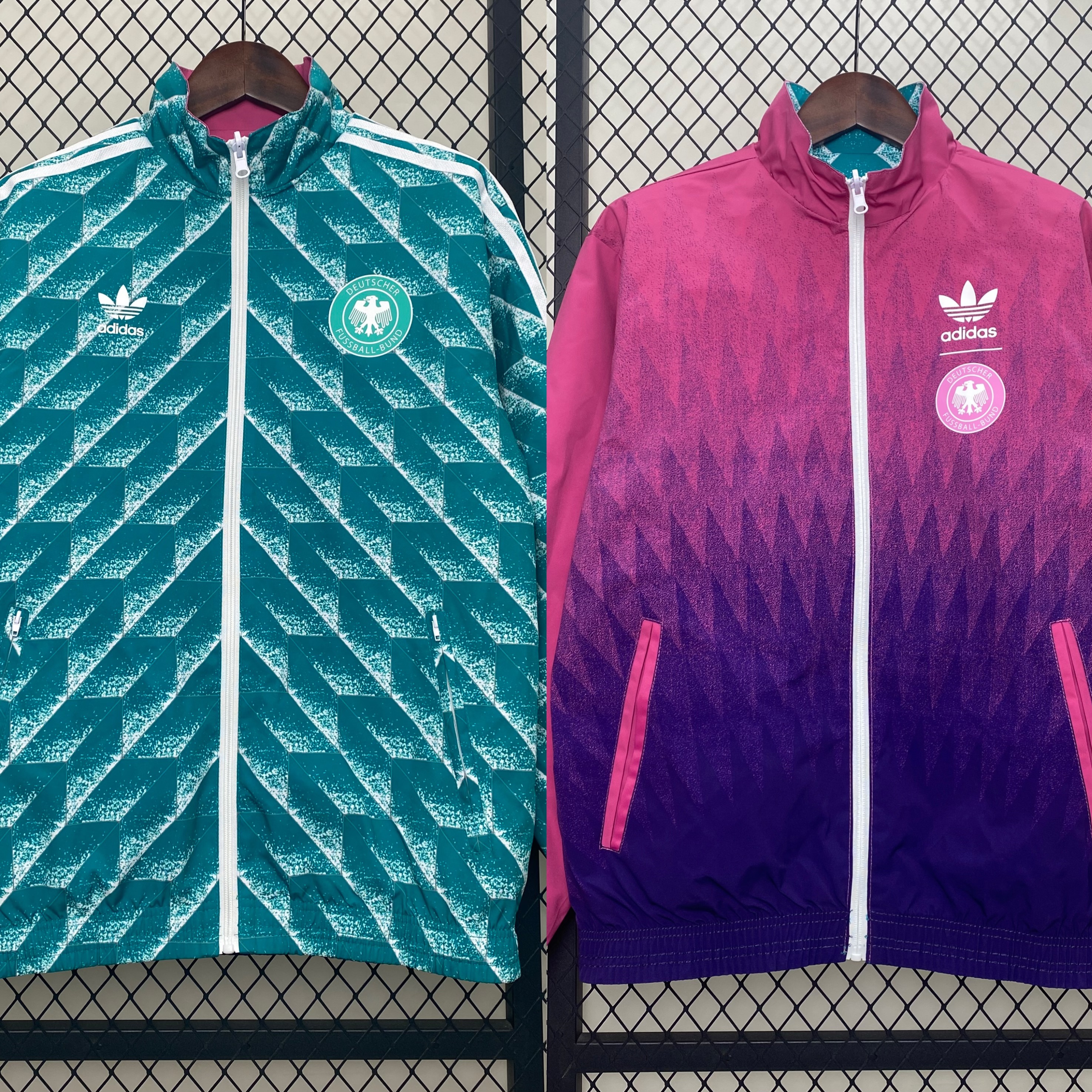 SIUjerseys-Germany 24-25 Double Sided Reversible Windbreaker - Pink & Vintage Green