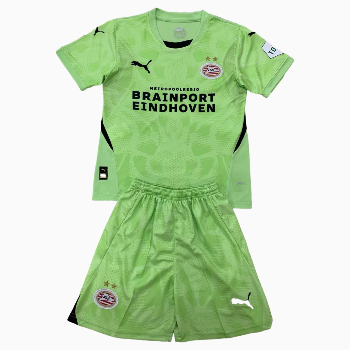 SIUjerseys-PSV Eindhoven 24-25 Light Green Goalkeeper Kids Kit