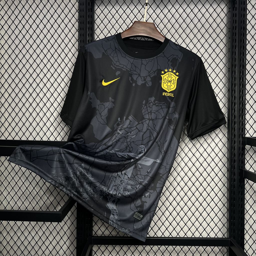 SIUjerseys-Brazil 2024 Black Christ the Redeemer Statue Jersey - Fans Version