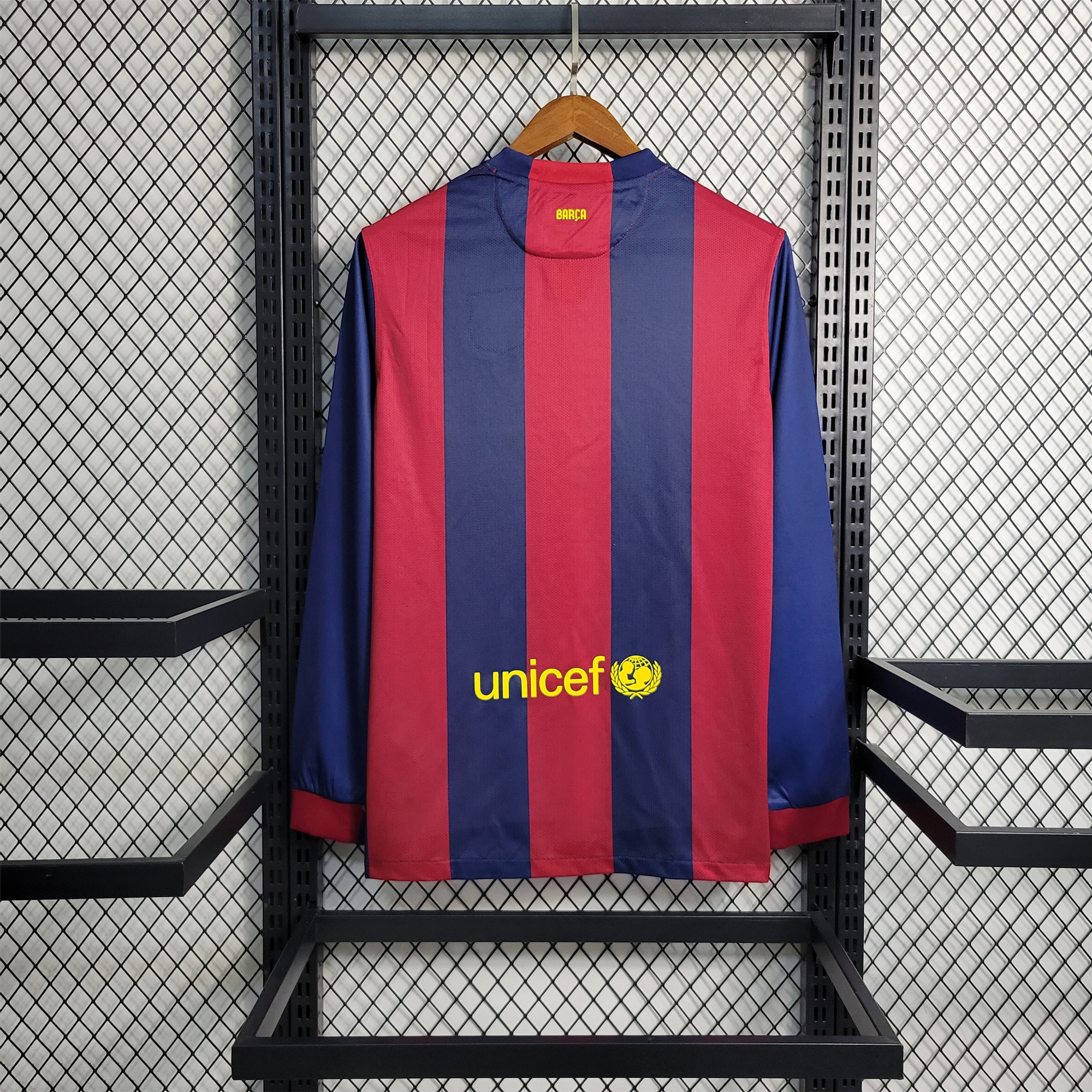 SIUjerseys-Retro Barcelona 14-15 Home Stadium Long Sleeve Jersey