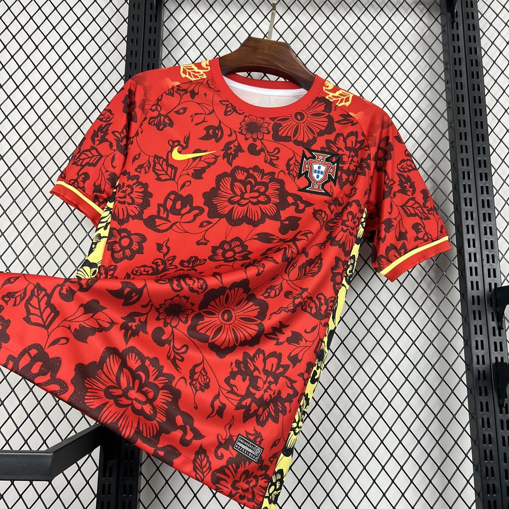 SIUjerseys-Portugal 2024-25 Red Flower Special Edition Jersey - Fans Version