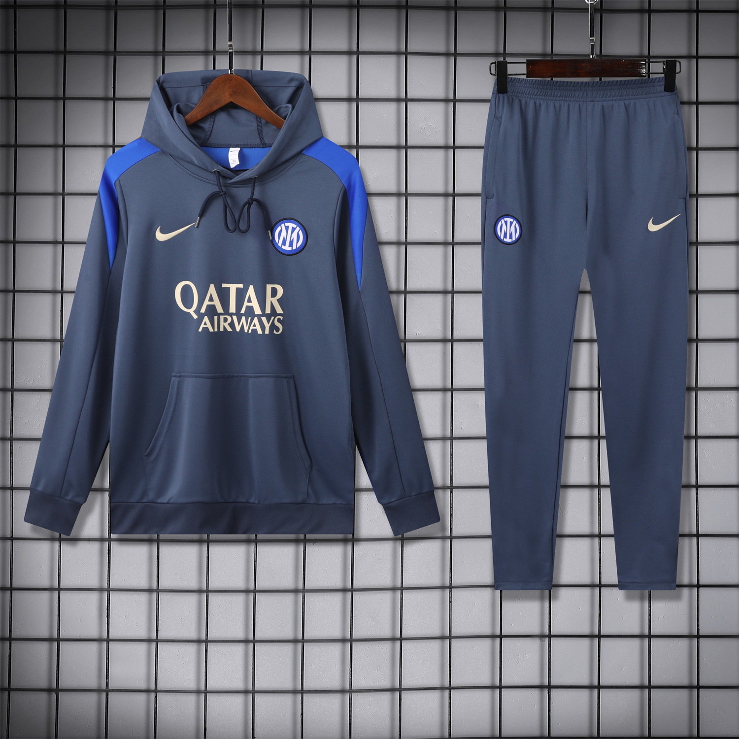 SIUjerseys-Inter Milan 24-25 Training Hoodie Set - Blue - Gray Hoodie and Pants