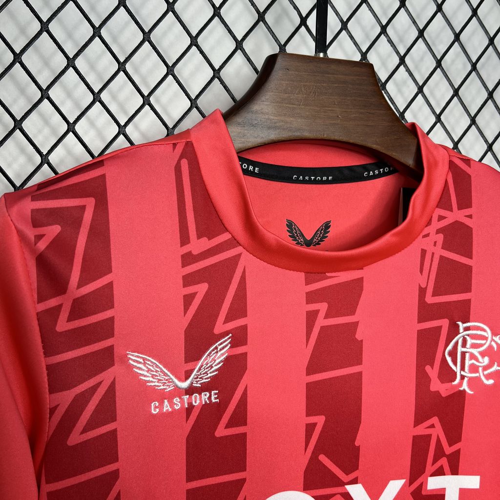 SIUjerseys-Glasgow Rangers 24-25 Red Goalkeeper Kids Kit