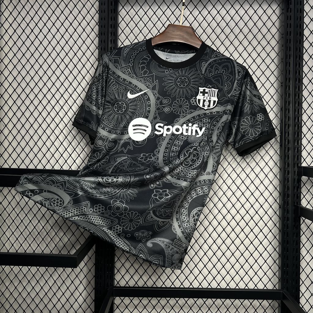 SIUjerseys-Barcelona 24-25 Black Grey Pattern Jersey - Fans Version