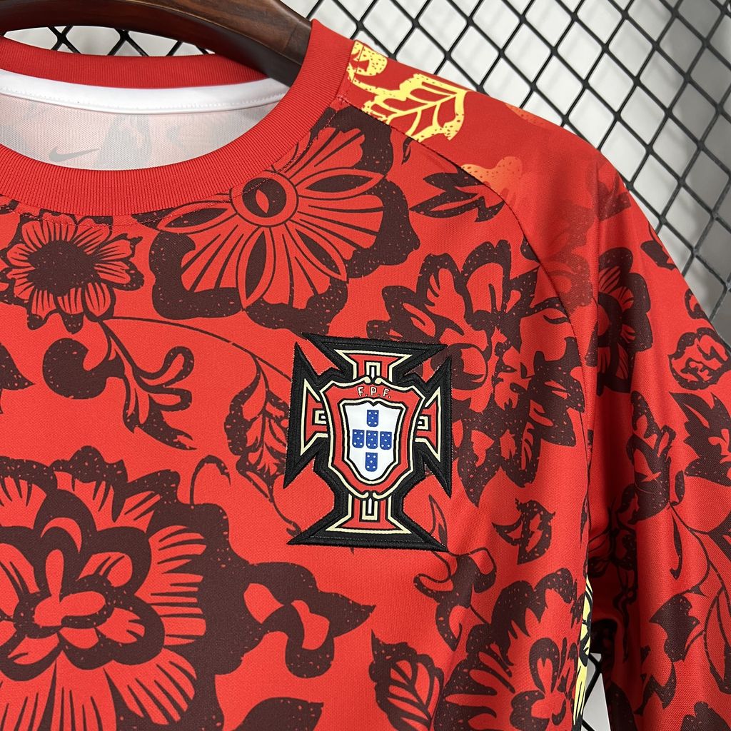 SIUjerseys-Portugal 2024-25 Red Flower Special Edition Jersey - Fans Version