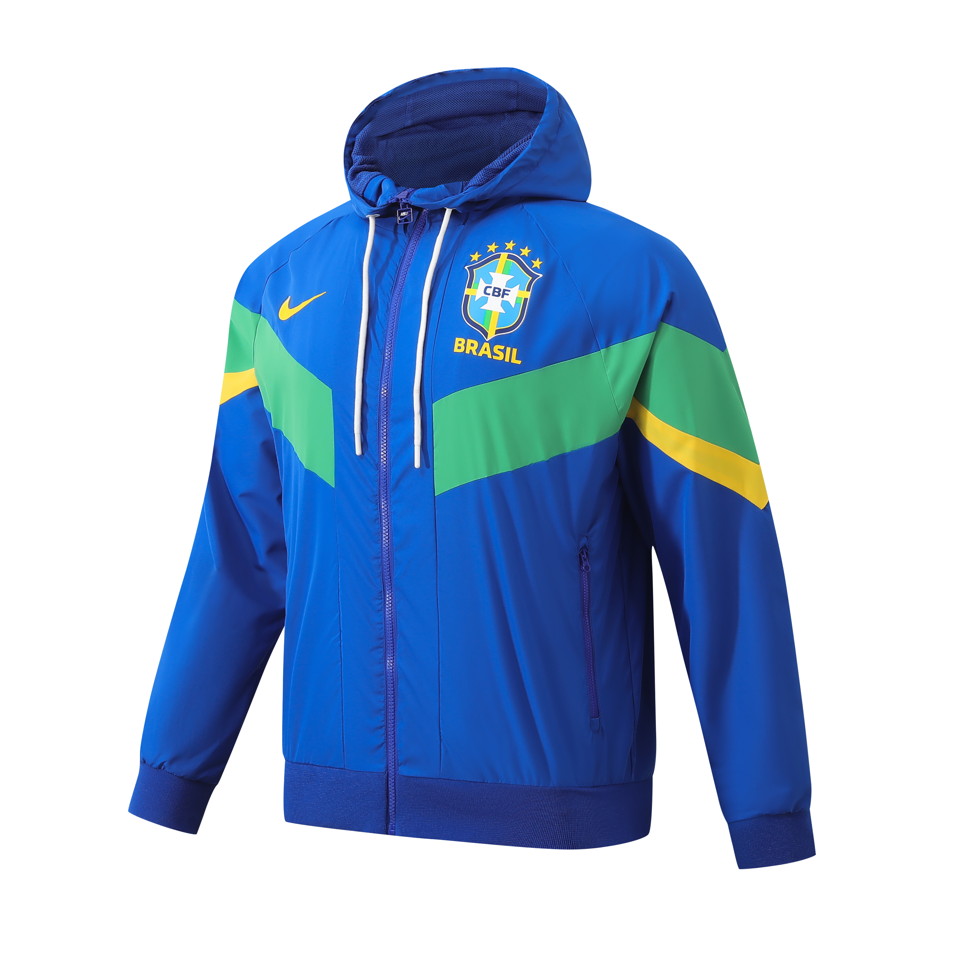 SIUjerseys-Brazil 2024 National Team Anthem Blue Hooded Windbreaker - Player Version