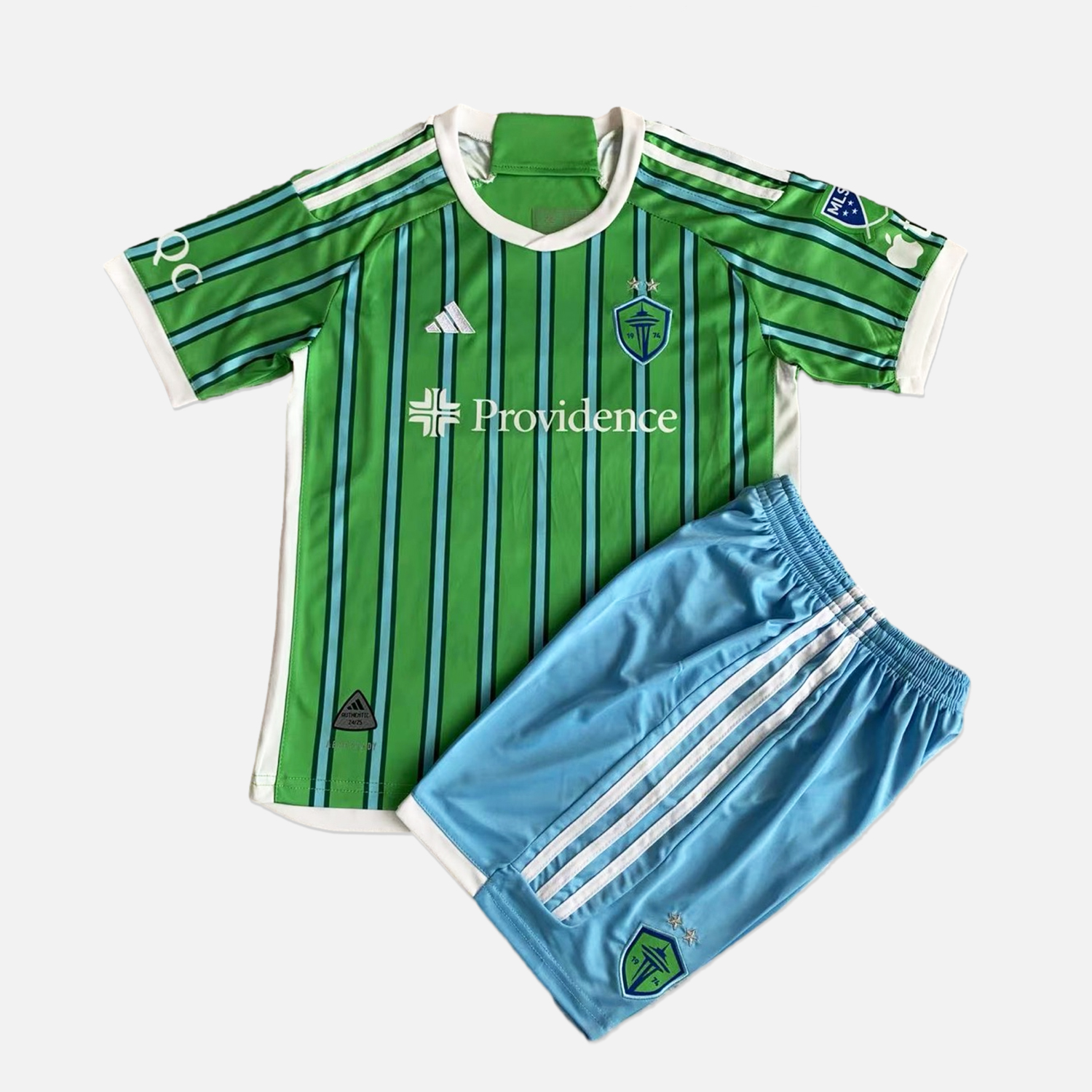 SIUjerseys-Seattle Sounders 2024 Home Stadium Kids Kit