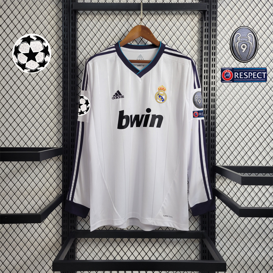 SIUjerseys-Retro Real Madrid 12-13 Home Long Sleeve Jersey