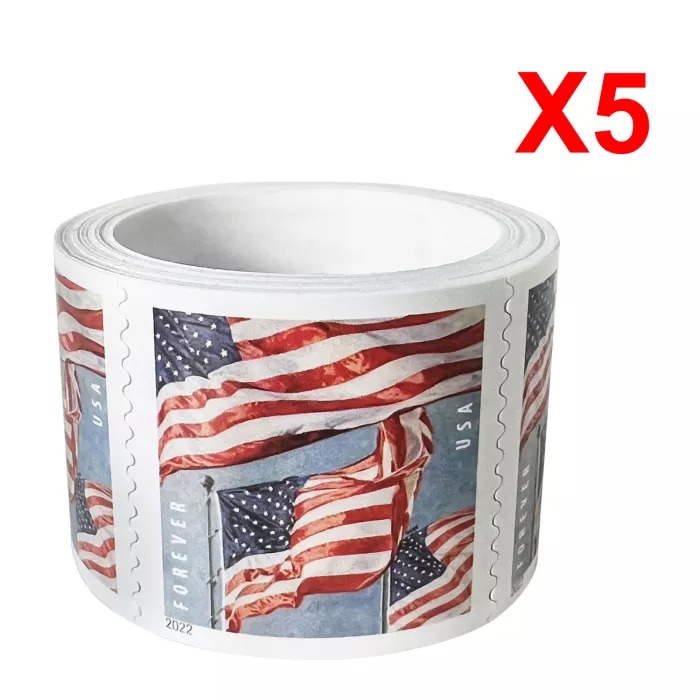 U.S. Flag 2022, 100Pcs/Rolls (500 Pcs)Stamnow.com